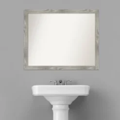 31" X 25" Non-Beveled Dove Square Bathroom Wall Mirror Gray Wash - Amanti Art -Lunara Bath Store GUEST b5e1fa0a 0163 4a81 abfb 976472fb9cd0