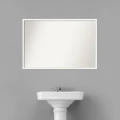 37" X 25" Non-Beveled Lucie Wood Bathroom Wall Mirror White - Amanti Art -Lunara Bath Store GUEST b9df3877 800f 41bf 92c4 2d3b7a952552