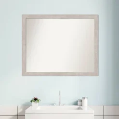 31" X 25" Non-Beveled Marred Wood Bathroom Wall Mirror Silver - Amanti Art -Lunara Bath Store GUEST b9e4882c 745b 47cf 98f7 86aba907e83e