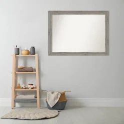 43" X 32" Non-Beveled Regis Barn Wood Gray Wood Bathroom Wall Mirror - Amanti Art -Lunara Bath Store GUEST ba6f1c14 14b1 4d10 a54e 618761d582ca