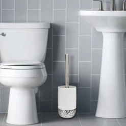 Round Shaped Resin Toilet Brush Holder White - Nu Steel -Lunara Bath Store GUEST bb7a47d0 d0c9 440c 84ff 3a81e4eacf1e