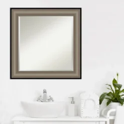 Imperial Framed Bathroom Vanity Wall Mirror Pewter Black - Amanti Art -Lunara Bath Store GUEST bbe2f4a3 19e9 44e9 a80b f8622a15b71d