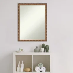 Amanti Art Antique Bronze Petite Bevel Wood Bathroom Wall Mirror 26 X 20 In. -Lunara Bath Store GUEST bc1f3e99 e2d1 4962 a73e 6d56f21cda53