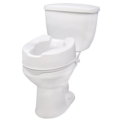 Drive Medical Safe Comfortable Polypropylene Raised Elevated Toilet Seat With Universal Fit And Stable Dual Locking Mechanism, White 3 Drive Medical Safe Comfortable Polypropylene Raised Elevated Toilet Seat With Universal Fit And Stable Dual Locking Mechanism, White