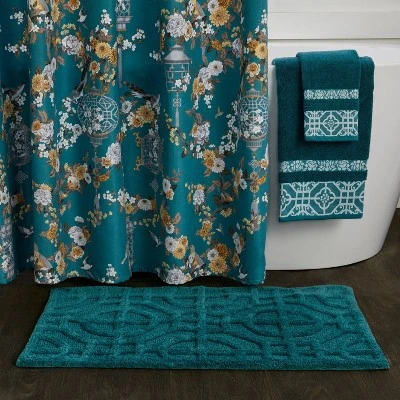 2pk Vern Yip Floral Lanterns Hand Towel Teal Green - SKL Home 5 2pk Vern Yip Floral Lanterns Hand Towel Teal Green - SKL Home - Image 3