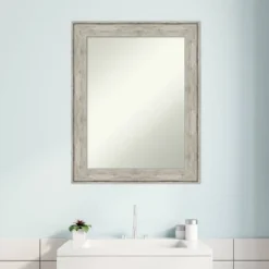 23" X 29" Non-Beveled Crackled Bathroom Wall Mirror Metallic Silver - Amanti Art -Lunara Bath Store GUEST bfe2dcd4 a6f9 4d12 b52a 72544f34b2a8