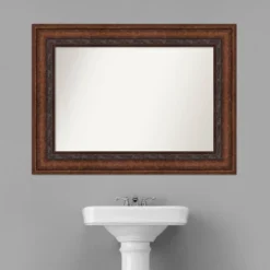 46" X 34" Non-Beveled Decorative Bathroom Wall Mirror Bronze - Amanti Art -Lunara Bath Store GUEST c0d9352a 506f 45af b627 9b64173ba738