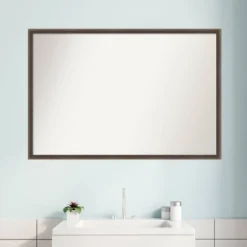 37" X 25" Non-Beveled Hardwood Wedge Wood Bathroom Wall Mirror Mocha Brown - Amanti Art 17 37" X 25" Non-Beveled Hardwood Wedge Wood Bathroom Wall Mirror Mocha Brown - Amanti Art -Lunara Bath Store GUEST c2aa7cc0 fe5d 45ce 9ea2 45643d5da112