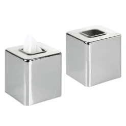 MDesign Metal Square Paper Facial Tissue Box Cover Holder - 2 Pack -Lunara Bath Store GUEST c4a0359f 14fe 4b1c a849 4229834e33d1