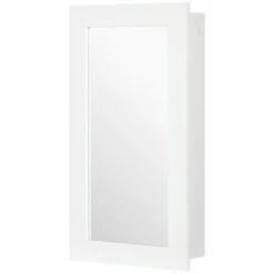 Kleankin Wall-Mounted Medicine Cabinet With Mirror, Bathroom Mirror Cabinet With Single Door And Adjustable Shelves, White -Lunara Bath Store GUEST c7fbfa4b 7f96 4c6b a865 d4ecdc0f7fb3