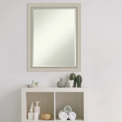 Amanti Art Romano Silver Narrow Petite Bevel Wood Bathroom Wall Mirror 27.75 X 21.75 In. -Lunara Bath Store GUEST c98d7d83 fcf0 4715 aa73 1eacc0041d39