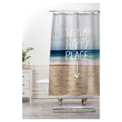 Leah Flores Happy PlacexBeach Cushion Bath Mat Blue - Deny Designs -Lunara Bath Store GUEST c9a4f523 3517 4c94 b737 0f43c9a424e9