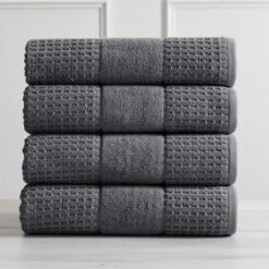Market & Place Cotton Quick Dry Waffle Weave 4-Pack Bath Towel Set -Lunara Bath Store GUEST c9d154a2 e607 4cf3 a277 3a13de586b0d