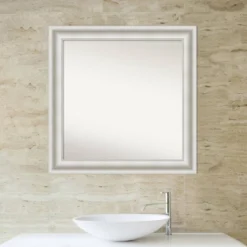 32" X 32" Non-Beveled Parlor White Bathroom Wall Mirror - Amanti Art -Lunara Bath Store GUEST cc2417e4 8e3e 4194 978f efc8d2ec2db0