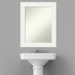 24" X 30" Non-Beveled Ridge White Bathroom Wall Mirror - Amanti Art -Lunara Bath Store GUEST cd563ad4 28fb 4f19 b131 b032d6d10f44
