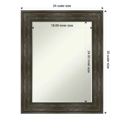 Amanti Art Rail Rustic Char Petite Bevel Bathroom Wall Mirror 29.75 X 23.75 In. 5 Amanti Art Rail Rustic Char Petite Bevel Bathroom Wall Mirror 29.75 X 23.75 In. - Image 3