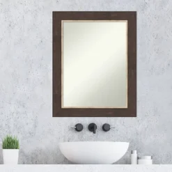 23" X 29" Non-Beveled Lined Bathroom Wall Mirror Bronze - Amanti Art -Lunara Bath Store GUEST cfbfbb20 176f 47fc 97c1 acc8b18b9cf1