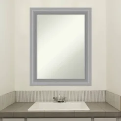 23" X 29" Non-Beveled Peak Polished Nickel Narrow Bathroom Wall Mirror - Amanti Art -Lunara Bath Store GUEST d0160c24 26e6 4699 ac1a fa826235bac9