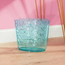 MDesign Plastic Small Oval Trash Can Wastebasket, Pebble Design