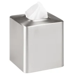 MDesign Metal Square Facial Tissue Box Cover Holder, Light Gray -Lunara Bath Store GUEST d0fb2181 ae94 40de 9242 8beeddeb7731