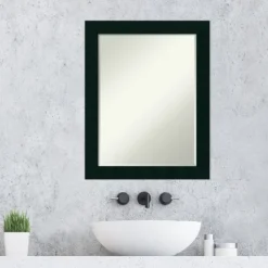 Amanti Art Tribeca Black Petite Bevel Wood Bathroom Wall Mirror 28 X 22 In. -Lunara Bath Store GUEST d263b292 b1f7 469f b280 d4602770659d