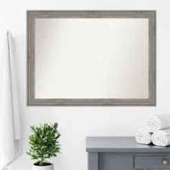43" X 32" Non-Beveled Regis Barn Wood Gray Wood Bathroom Wall Mirror - Amanti Art -Lunara Bath Store GUEST d3634726 8dbb 4b5c bba7 23286ee3dffc