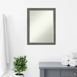 Amanti Art Regis Barnwood Narrow Petite Bevel Wood Bathroom Wall Mirror -Lunara Bath Store GUEST d46db4e1 b360 436e 8ef0 4d9e0a66e1b7