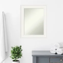 24" X 30" Non-Beveled Ridge White Bathroom Wall Mirror - Amanti Art -Lunara Bath Store GUEST d63f8a64 9603 4894 87ac e5fdf82c6f49