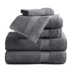 Market & Place Cotton Quick Dry Ribbed 6-Piece Bath Towel Set -Lunara Bath Store GUEST d65fcbc3 cd81 4438 bd60 83ec9da7286b