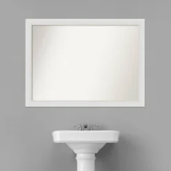 42" X 31" Non-Beveled Flair Narrow Bathroom Wall Mirror Soft White - Amanti Art 16 42" X 31" Non-Beveled Flair Narrow Bathroom Wall Mirror Soft White - Amanti Art -Lunara Bath Store GUEST d71f263e 1fc0 46a8 8850 b4f025c9f9aa