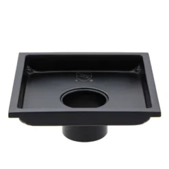 Built Industrial 5.8-Inch Stainless Steel Square Shower Drain Cover For Bathrooms, Showers, And Sinks, Floor Drain With 2 In Bottom Outlet Matte Black -Lunara Bath Store GUEST d73bed2c 1b73 4aed 8830 904dfc03d6c8