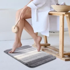 PiccoCasa Microfiber Striped Bathroom Rugs Shaggy Soft Thick And Absorbent Bath Mat -Lunara Bath Store GUEST d7785faf fc71 43d6 9496 187a93d3bc8f