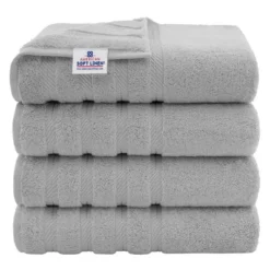 American Soft Linen 4 Pack Bath Towel Set, 100% Cotton, 27 Inch By 54 Inch Bath Towels For Bathroom -Lunara Bath Store GUEST d7ffd11e f766 4d8b 9b14 ad79ab8698b6