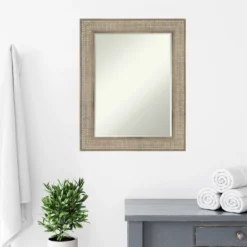 Amanti Art Trellis Silver Petite Bevel Wood Bathroom Wall Mirror 30 X 24 In. -Lunara Bath Store GUEST d86a9881 ae28 4494 9e12 eee6483b78b3