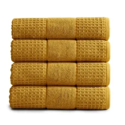 Market & Place Cotton Quick Dry Waffle Weave 4-Pack Bath Towel Set -Lunara Bath Store GUEST d8f033da 1cc6 487e 8f49 894052a1f314