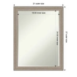 Amanti Art Curve Greywash Petite Bevel Wood Bathroom Wall Mirror 27 X 21 In. -Lunara Bath Store GUEST d93e6776 e47a 454d a242 7c009456d2ff