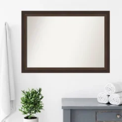 41" X 29" Non-Beveled Lara Wood Bathroom Wall Mirror Bronze - Amanti Art -Lunara Bath Store GUEST d9a8cf79 7b97 47f0 bf1a 4f70702d38c9