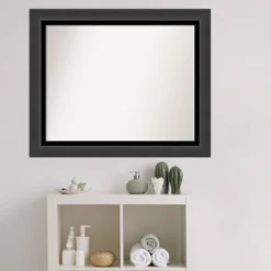 33" X 27" Non-Beveled Tuxedo Black Bathroom Wall Mirror - Amanti Art -Lunara Bath Store GUEST dd861105 551d 4f64 8f67 f9efdf6bd3fc