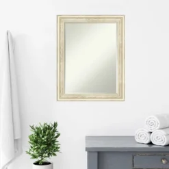 Amanti Art Country White Wash Petite Bevel Wood Bathroom Wall Mirror 28.5 X 22.5 In. -Lunara Bath Store GUEST de7a4df9 c2c7 400b acf8 f104f5a5b65b