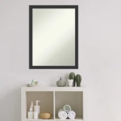Mezzanotte Black Non-Beveled Wood Bathroom Wall Mirror -Lunara Bath Store GUEST ded0602f 6c50 457c 8baa f26199d6841c