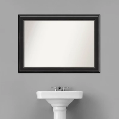 42" X 30" Non-Beveled Ridge Black Bathroom Wall Mirror - Amanti Art 9 42" X 30" Non-Beveled Ridge Black Bathroom Wall Mirror - Amanti Art - Image 7