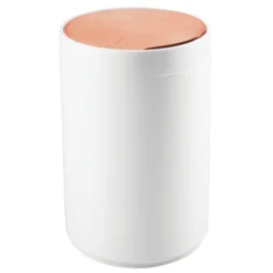 MDesign Plastic Small Round Trash Can Wastebasket, Swing Lid -Lunara Bath Store GUEST e0d46491 9cb9 4b78 ae52 aba0825b46e1