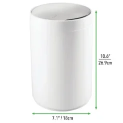 MDesign Plastic Small Round Trash Can Wastebasket, Swing Lid -Lunara Bath Store GUEST e1132bfe 6ee9 43fb b809 53772e4b221e