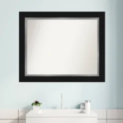 34" X 28" Non-Beveled Eva Bathroom Wall Mirror Black - Amanti Art -Lunara Bath Store GUEST e1cd0c7d 3ab7 4033 8a54 d2b3a2497fe2