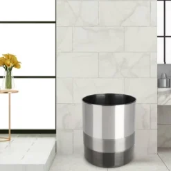Triune 3-Tone Bathroom Wastebasket - Nu Steel -Lunara Bath Store GUEST e2185e1c 4249 4f0f bb77 a6ca189fe871