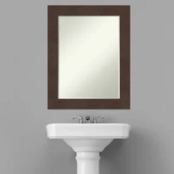 Amanti Art Wildwood Brown Petite Bevel Bathroom Wall Mirror 29 X 23 In. -Lunara Bath Store GUEST e3822a48 614b 4a9c 990e 5d45b52e1861