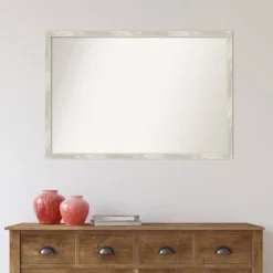 38" X 26" Non-Beveled Crackled Narrow Bathroom Wall Mirror Metallic Silver - Amanti Art -Lunara Bath Store GUEST e38ff062 a60d 4bb3 8e45 5871b31abaa9