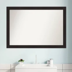 40" X 28" Non-Beveled Furniture Narrow Bathroom Wall Mirror Espresso Brown - Amanti Art -Lunara Bath Store GUEST e4416c86 49fb 4507 a3e1 23c4643a25cb