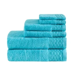 6pc Curv Jacquard Wavy Cotton Towel Set -Lunara Bath Store GUEST e487f519 d98d 4ac7 8975 87fd23e99f6a