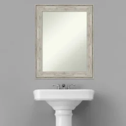 23" X 29" Non-Beveled Crackled Bathroom Wall Mirror Metallic Silver - Amanti Art -Lunara Bath Store GUEST e59ce63e b4f4 417c b103 f65efc5d3f59